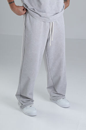 Yıkamalı Gri Oversize Takım