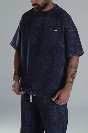 Yıkamalı Lacivert Oversize Takım