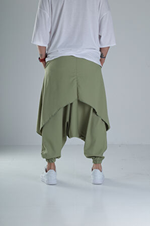 Oversize Şalvarlı Samurai Haki Pantolon