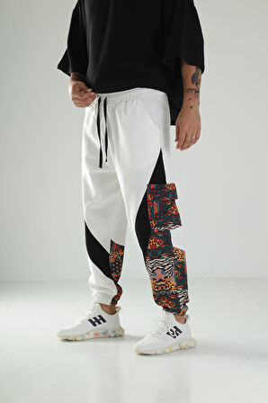 Etnik Desenli Gabardin Jogger Pantolon