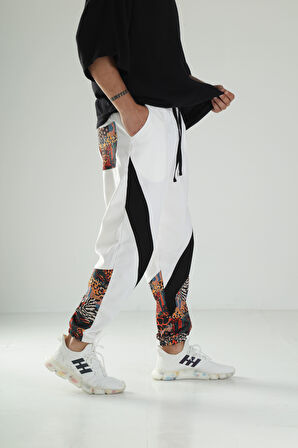 Etnik Desenli Gabardin Jogger Pantolon