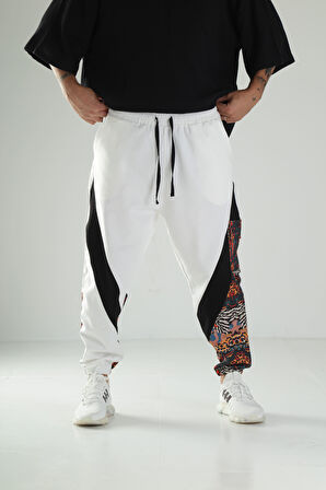 Etnik Desenli Gabardin Jogger Pantolon