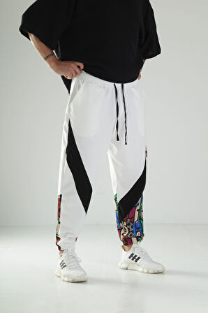 Neon Desenli Gabardin Jogger Pantolon