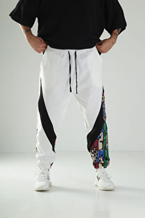Neon Desenli Gabardin Jogger Pantolon