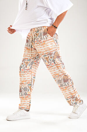Etnik Desenli Amazon Baggy Pantolon