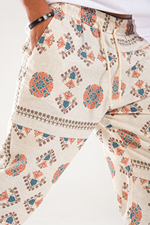 Etnik Desenli Baggy Pantolon