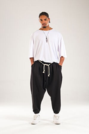 Halat Kemerli Pileli Jogger Pantolon