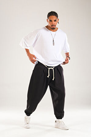 Halat Kemerli Pileli Jogger Pantolon