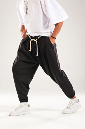 Halat Kemerli Pileli Jogger Pantolon