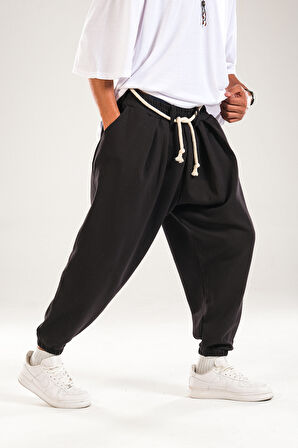 Halat Kemerli Pileli Jogger Pantolon