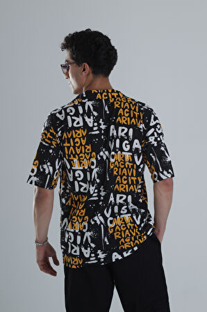 Erkek Grafiti Desenli Hawai Gömlek