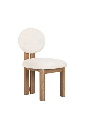 Coco Iskandinav Still Beyaz Teddy Kumaş Natural Ahşap Bohem Sandalye (1 ADET)