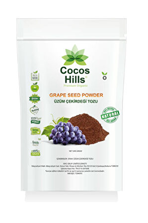 Cocos Hills Black Grape Seed Powder Siyah Üzüm Çekirdeği Tozu 100 gram