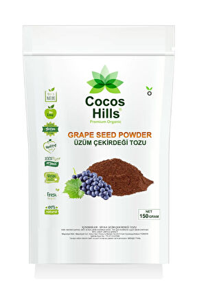 Cocos Hills Black Grape Seed Powder Siyah Üzüm Çekirdeği Tozu 150 gram