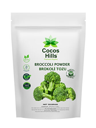 Cocos Hills Broccoli Powder Pure Brokoli Tozu 0-1 Mm Katkısız 50 gram