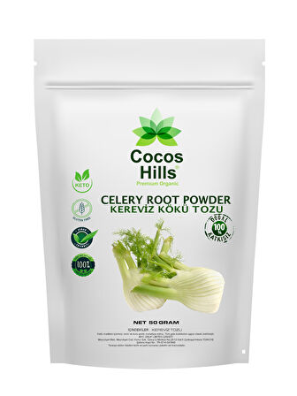 Cocos Hills Celery Powder Pure Kereviz Tozu Katkısız 50 gram