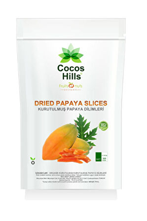 Cocos Hills Dried Papaya Slices Kurutulmuş Papaya Dilimleri 333 gram