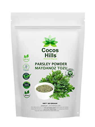 Cocos Hills Parsley Powder Pure Maydanoz Tozu ( Granül ) Katkısız 50 gram
