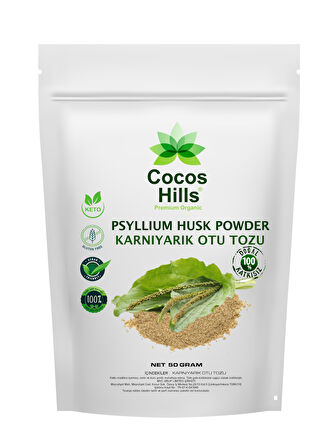 Cocos Hills Psyllium Husk Powder Pure Karnıyarık Otu Tozu Katkısız 50 gram