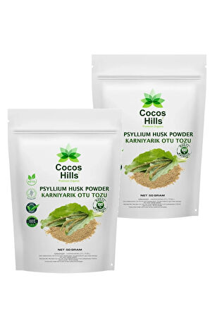 Cocos Hills Psyllium Husk Powder Pure Karnıyarık Otu Tozu Katkısız 50 gram X 2 ADET