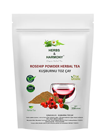 Herbs & Harmony Rosehip Powder Herbal Tea Kuşburnu Toz Bitki Çayı 330 gram