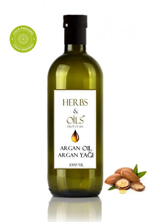 Herbs & Oils Argan Oil Argan Yağı 1000 Ml Soğuk Sıkım