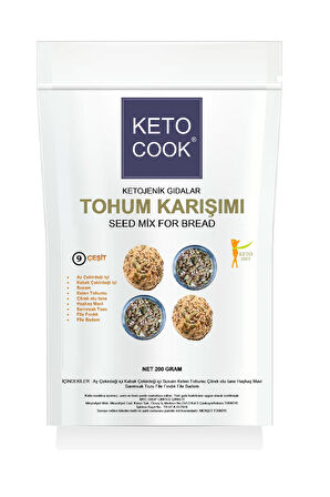 KetoCook Ekmek Tohum Karışımı 9 Çeşit (9 SEED MIX BREAD FLOUR) 200 gram