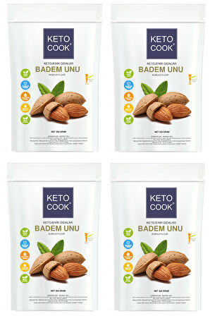 KetoCook Ketojenik Badem Unu ( Almond Flour ) Quadro Avantajlı Set 300 gram X 4 Adet