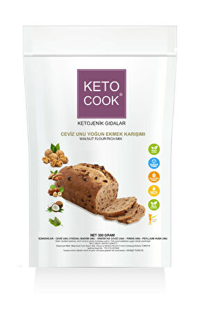 KetoCook Ketojenik Ceviz Unu Yoğun Ekmek Karışımı ( Walnut Based Ketogenic Bread Flour ) 300 gram