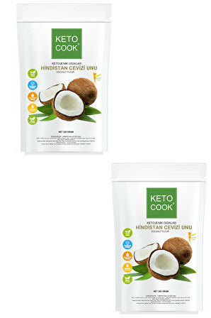 KetoCook Ketojenik Hindistan Cevizi Unu ( Coconut Flour )duo Avantajlı Set 300 gram X 2 Adet
