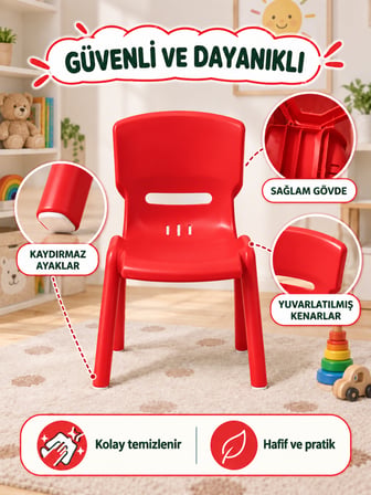 Beylini Çocuk Sandalyesi Anaokulu Kreş Kurs Mini Tabure Dayanıklı Rahat Plastik