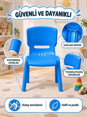 Beylini Çocuk Sandalyesi Anaokulu Kreş Kurs Mini Tabure Dayanıklı Rahat Plastik