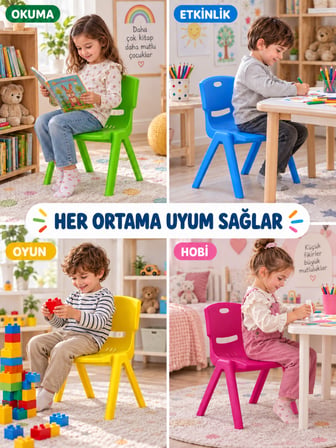 Beylini Çocuk Sandalyesi Anaokulu Kreş Kurs Mini Tabure Dayanıklı Rahat Plastik