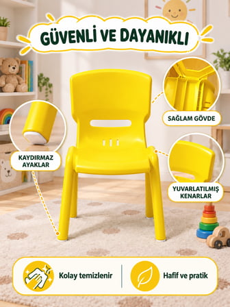 Beylini Çocuk Sandalyesi Anaokulu Kreş Kurs Mini Tabure Dayanıklı Rahat Plastik