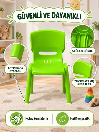 Beylini Çocuk Sandalyesi Anaokulu Kreş Kurs Mini Tabure Dayanıklı Rahat Plastik