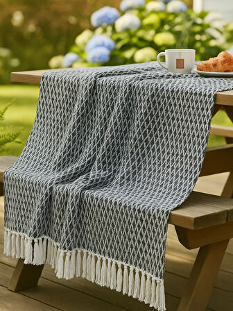 BEYLİNİ Çok Amaçlı Örtü Koltuk Çekyat Kilim Yatak Piknik Örtüsü Zemin Kaplama Yıkanabilir Saçaklı 170x200 CM
