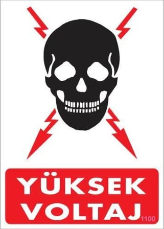Yüksek Voltaj Uyarı Levhası 25X35 Kod:1100