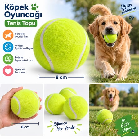 Kp Köpek Oyuncağı Tenis Topu Sert 2’Li 8 Cm – Dalı Köpek Topu