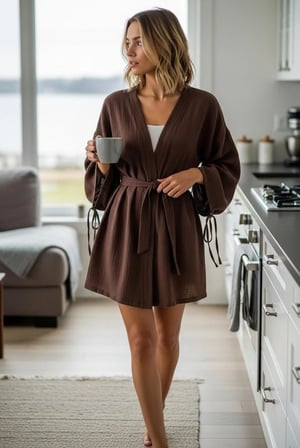 Yeni Sezon Müslin Kimono - Bağlamalı kol detayı, Lüks Oversize Kadın Kimono - OEKO-TEX sertifikalı kumaş