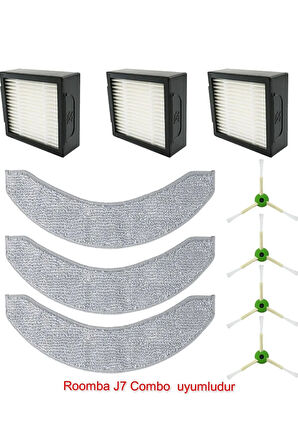 Roomba J7 combo uyumlu yedek filtre fırça seti