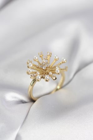 Gold Renk Karahindiba Model Zirkon Taşlı Kadın Yüzük 5886