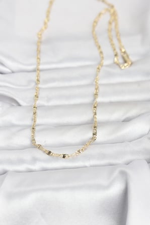 CM 14K Gold Renk Lazerli Gemici Zincir Model 60 cm Kadın Kolye 5886