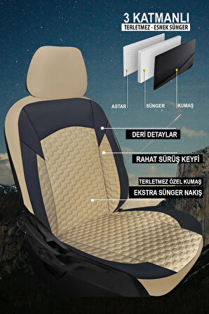 Fiat EGEA 2017 2025 UYUMLU  SOFT TAY TÜYÜ OTO KOLTUK  KILIFI BEJ tam set
