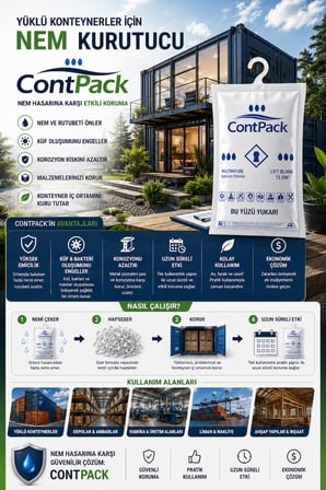 Contpack Askılı Nem Alıcı Rutubet Engelleyici Konteyner Kurutucu Terleme Önleyici 20 Adet 7600 Gr