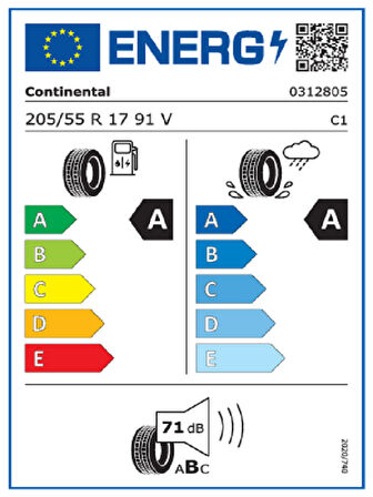 Continental 205/55R17 91V EcoContact 6  Oto Yaz Lastiği(Üretim Tarihi: 2025)