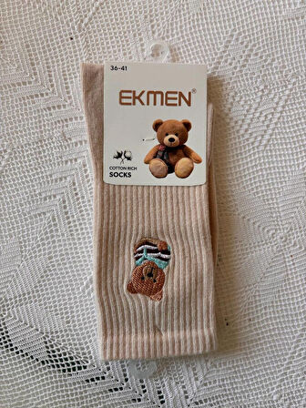 6 Çift Teddy Desenli Kadın Çorap