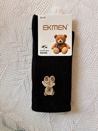 6 Çift Teddy Desenli Kadın Çorap