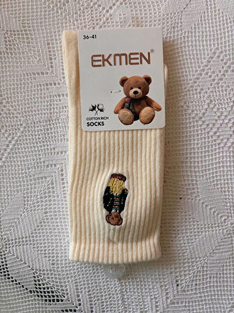 6 Çift Teddy Desenli Kadın Çorap
