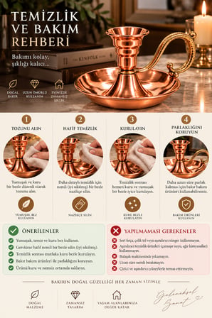Copper Empire El Yapımı Bakır Şamdan Mumluk – Parlak Bakır Dekoratif Şamdan 13 cm x 7 cm