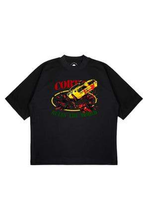 Unisex Oversize CORTEIZ CAR CRASH Baskılı Boxy Fit Kalın Kumaşlı (240gsm) T-shirt